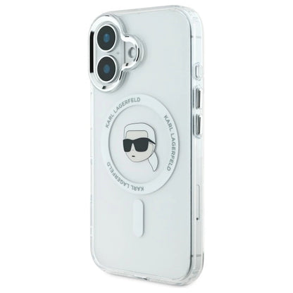 Karl Lagerfeld IML Metal Karl Head MagSafe Case for iPhone 16 Plus - White_1