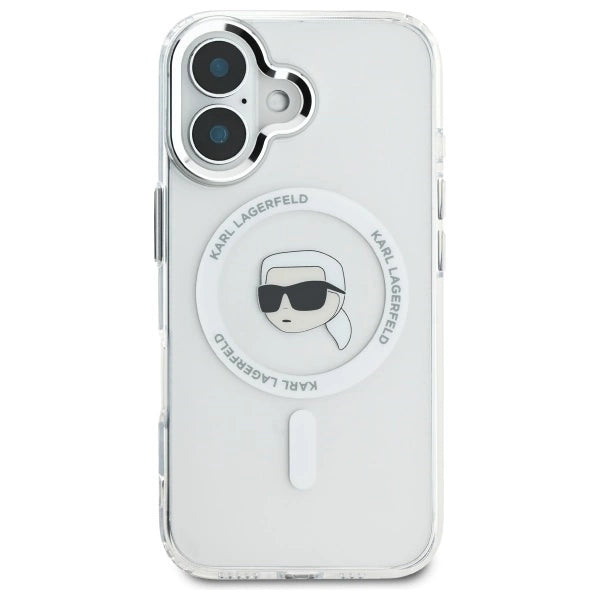 Karl Lagerfeld IML Metal Karl Head MagSafe Case for iPhone 16 Plus - White_2