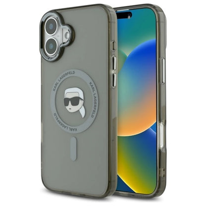 Karl Lagerfeld IML Metal Karl Head MagSafe iPhone 16 Plus Case - Black_0