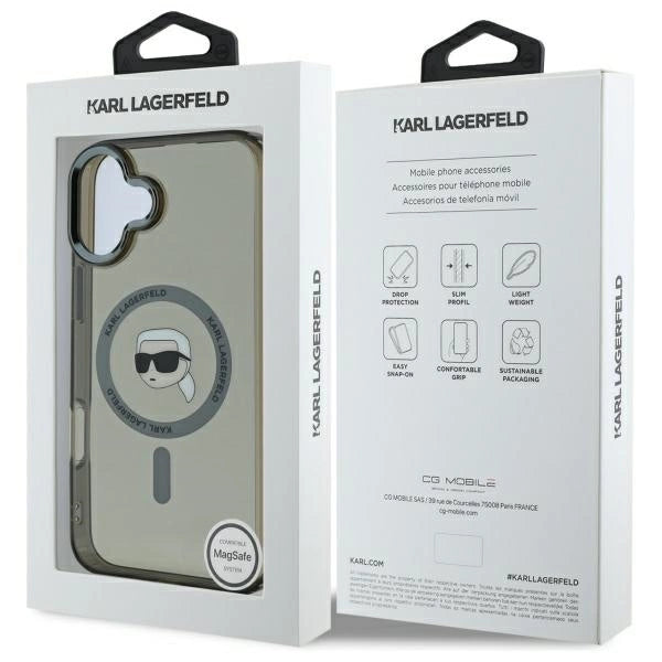 Karl Lagerfeld IML Metal Karl Head MagSafe iPhone 16 Plus Case - Black_7