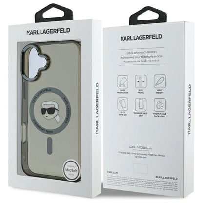 Karl Lagerfeld IML Metal Karl Head MagSafe iPhone 16 Plus Case - Black_7