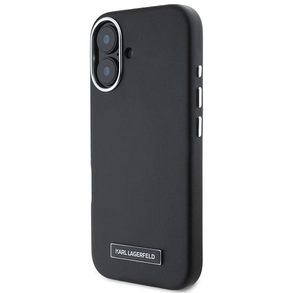 Karl Lagerfeld FW Metal Plate MagSafe iPhone 16 Plus Case - Black_1