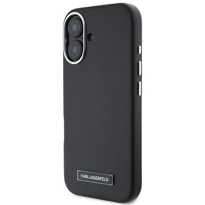 Karl Lagerfeld FW Metal Plate MagSafe iPhone 16 Plus Case - Black_1