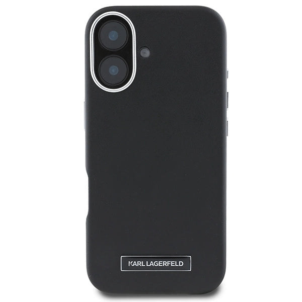 Karl Lagerfeld FW Metal Plate MagSafe iPhone 16 Plus Case - Black_2