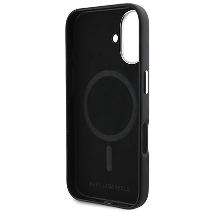 Karl Lagerfeld FW Metal Plate MagSafe iPhone 16 Plus Case - Black_6