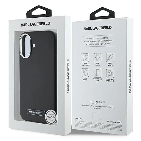Karl Lagerfeld FW Metal Plate MagSafe iPhone 16 Plus Case - Black_7