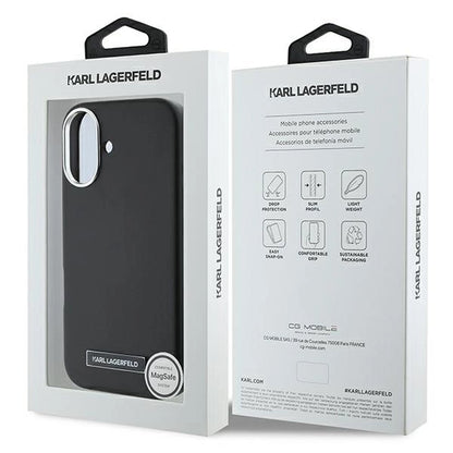 Karl Lagerfeld FW Metal Plate MagSafe iPhone 16 Plus Case - Black_7
