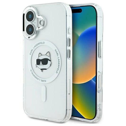 Karl Lagerfeld IML Metal Choupette Head MagSafe iPhone 16 Case - White_0