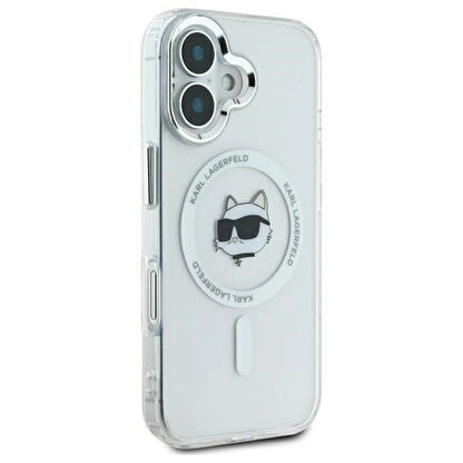 Karl Lagerfeld IML Metal Choupette Head MagSafe iPhone 16 Case - White_3