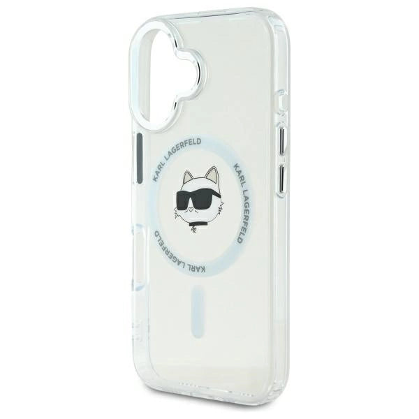 Karl Lagerfeld IML Metal Choupette Head MagSafe iPhone 16 Case - White_5