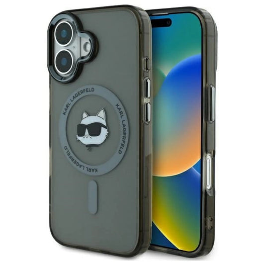 Karl Lagerfeld IML Metal Choupette Head MagSafe iPhone 16 Case - Black_0