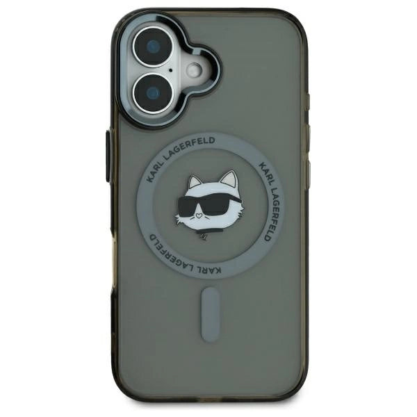 Karl Lagerfeld IML Metal Choupette Head MagSafe iPhone 16 Case - Black_2