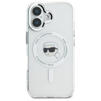Karl Lagerfeld IML Metal Karl Head MagSafe iPhone 16 Case - White_2