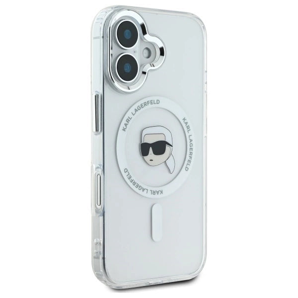 Karl Lagerfeld IML Metal Karl Head MagSafe iPhone 16 Case - White_3