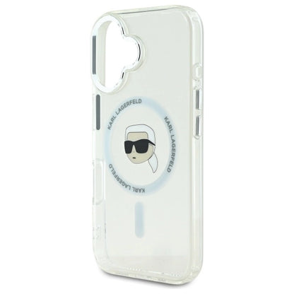 Karl Lagerfeld IML Metal Karl Head MagSafe iPhone 16 Case - White_5