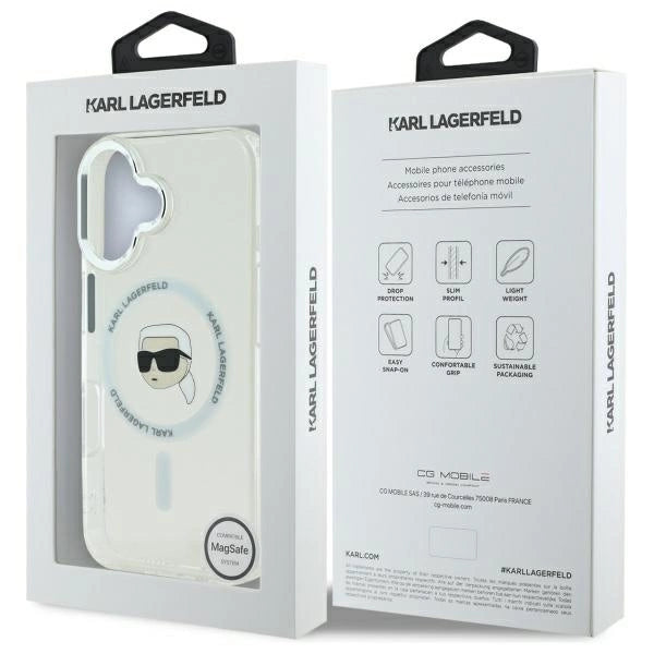 Karl Lagerfeld IML Metal Karl Head MagSafe iPhone 16 Case - White_7