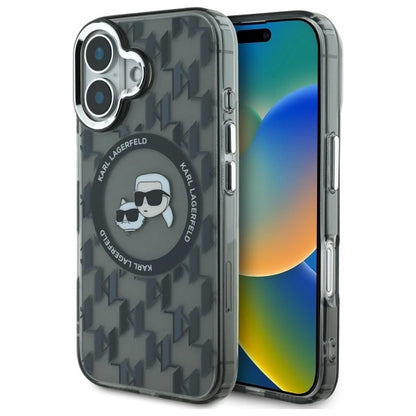 Karl Lagerfeld IML Monogram Karl &amp; Choupette Head MagSafe iPhone 16 Case - Black_0