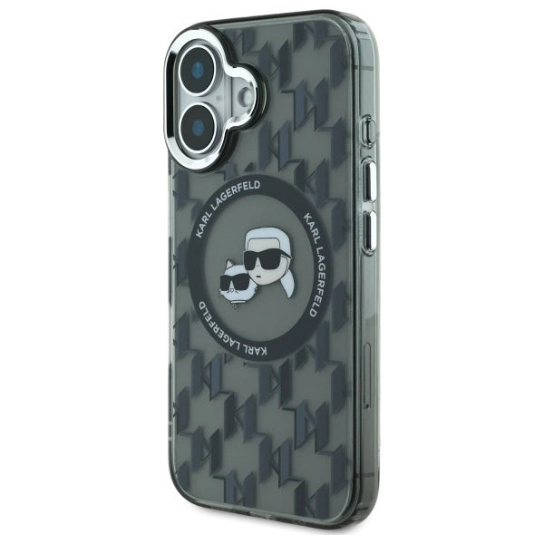 Karl Lagerfeld IML Monogram Karl &amp; Choupette Head MagSafe iPhone 16 Case - Black_1