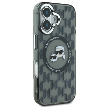 Karl Lagerfeld IML Monogram Karl &amp; Choupette Head MagSafe iPhone 16 Case - Black_3