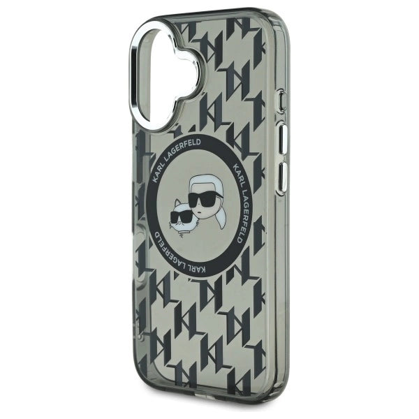 Karl Lagerfeld IML Monogram Karl &amp; Choupette Head MagSafe iPhone 16 Case - Black_5