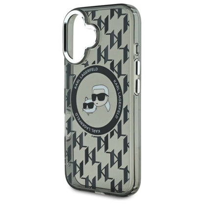 Karl Lagerfeld IML Monogram Karl &amp; Choupette Head MagSafe iPhone 16 Case - Black_5
