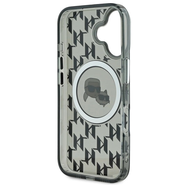 Karl Lagerfeld IML Monogram Karl &amp; Choupette Head MagSafe iPhone 16 Case - Black_6