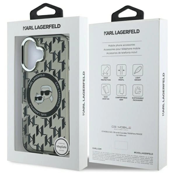 Karl Lagerfeld IML Monogram Karl &amp; Choupette Head MagSafe iPhone 16 Case - Black_7