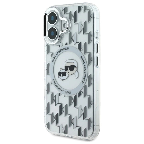 Karl Lagerfeld IML Monogram Karl &amp; Choupette Head MagSafe iPhone 16 Case - Clear_1