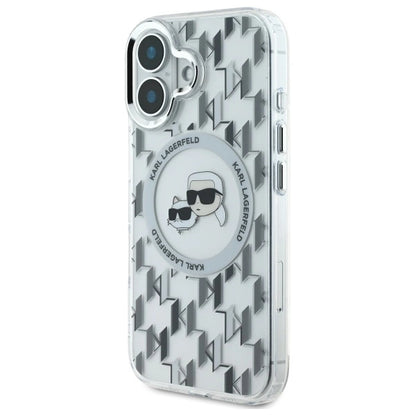 Karl Lagerfeld IML Monogram Karl &amp; Choupette Head MagSafe iPhone 16 Case - Clear_1