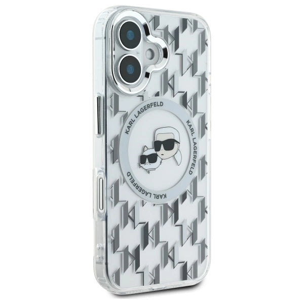 Karl Lagerfeld IML Monogram Karl &amp; Choupette Head MagSafe iPhone 16 Case - Clear_3