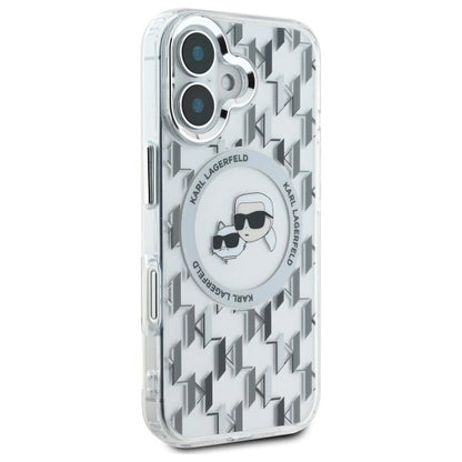 Karl Lagerfeld IML Monogram Karl &amp; Choupette Head MagSafe iPhone 16 Case - Clear_3