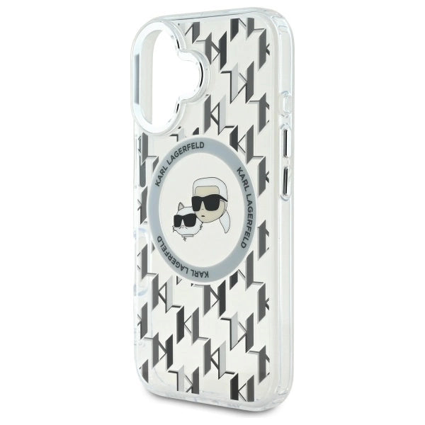 Karl Lagerfeld IML Monogram Karl &amp; Choupette Head MagSafe iPhone 16 Case - Clear_5