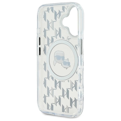 Karl Lagerfeld IML Monogram Karl &amp; Choupette Head MagSafe iPhone 16 Case - Clear_6