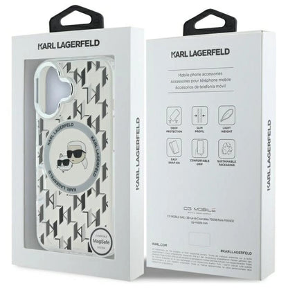 Karl Lagerfeld IML Monogram Karl &amp; Choupette Head MagSafe iPhone 16 Case - Clear_7