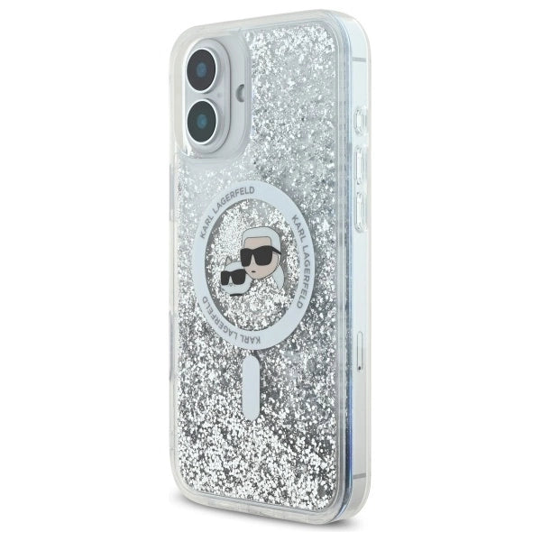 Karl Lagerfeld Liquid Glitter Karl&amp;Choupette Head Magsafe iPhone 16 Case - Clear_1