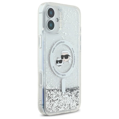 Karl Lagerfeld Liquid Glitter Karl&amp;Choupette Head Magsafe iPhone 16 Case - Clear_3