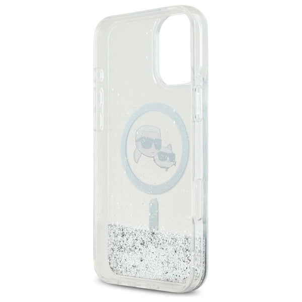 Karl Lagerfeld Liquid Glitter Karl&amp;Choupette Head Magsafe iPhone 16 Case - Clear_6