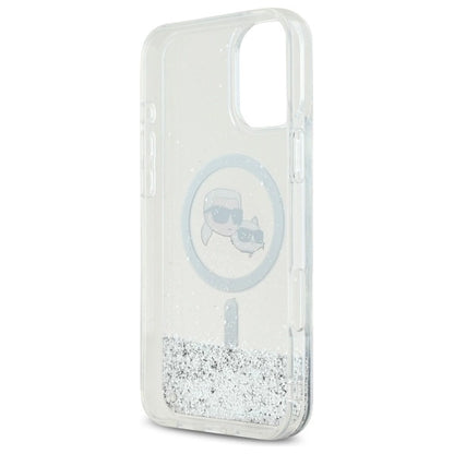 Karl Lagerfeld Liquid Glitter Karl&amp;Choupette Head Magsafe iPhone 16 Case - Clear_6