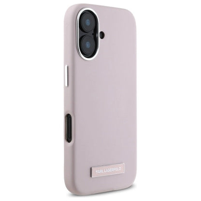 Karl Lagerfeld FW Metal Plate MagSafe iPhone 16 Case - Pink_3