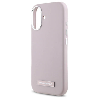 Karl Lagerfeld FW Metal Plate MagSafe iPhone 16 Case - Pink_5