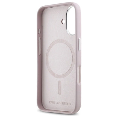 Karl Lagerfeld FW Metal Plate MagSafe iPhone 16 Case - Pink_6
