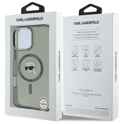 Karl Lagerfeld IML Metal Karl Head MagSafe Case for iPhone 16 Pro Max - Black_7