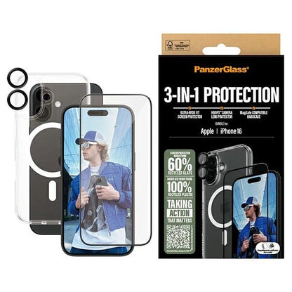 PanzerGlass Bundle 3in1 iPhone 16 6.1" D3O Hardcase + Screen Protector UWF+ Lens B1291+2861+1283_0