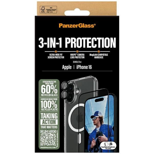 PanzerGlass Bundle 3in1 iPhone 16 6.1" D3O Hardcase + Screen Protector UWF+ Lens B1291+2861+1283_5