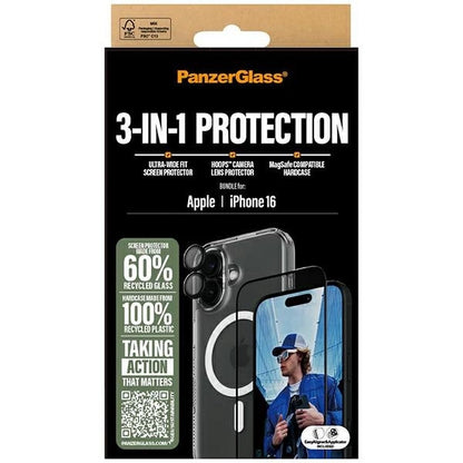 PanzerGlass Bundle 3in1 iPhone 16 6.1" D3O Hardcase + Screen Protector UWF+ Lens B1291+2861+1283_5