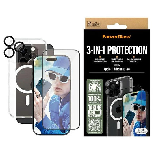 PanzerGlass Bundle 3in1 iPhone 16 Pro 6.3" D3O Hardcase + Screen Protector UWF+ Lens B1292+2862+1284_0