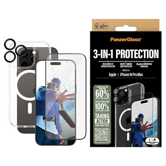 PanzerGlass Bundle 3in1 iPhone 16 Pro Max 6.9" D3O Hardcase + Screen Protector UWF+ Lens B1294+2864+1284_0