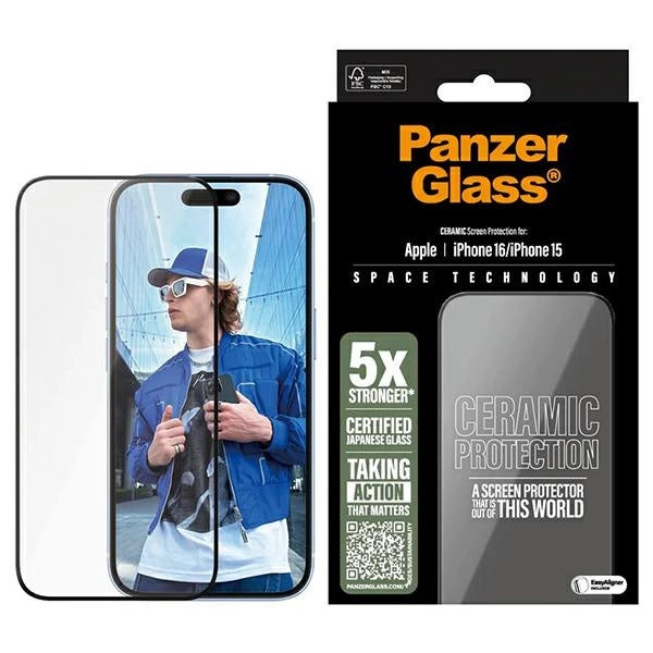 PanzerGlass Ceramic Screen Protector iPhone 16 6.1" Ultra-Wide Fit 2853_0