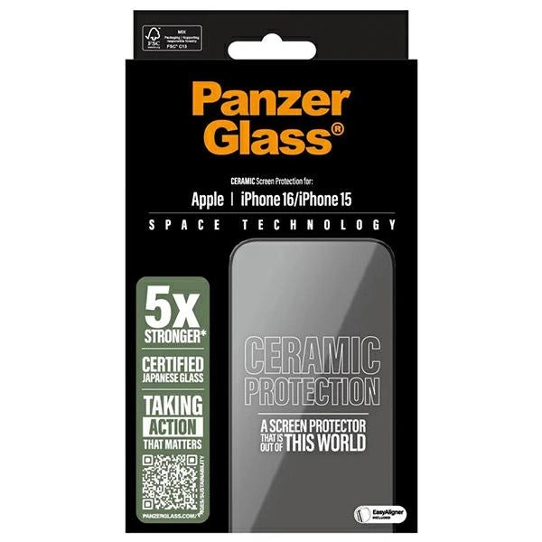 PanzerGlass Ceramic Screen Protector iPhone 16 6.1" Ultra-Wide Fit 2853_3
