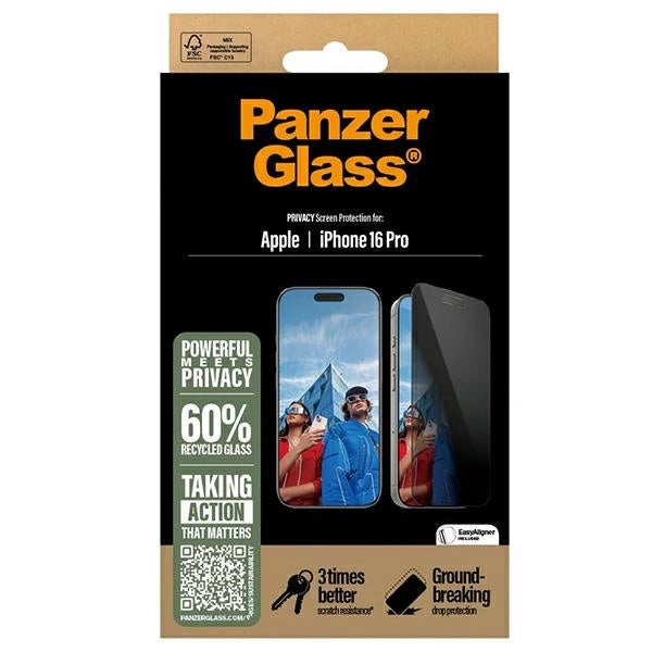PanzerGlass Privacy Screen Protector iPhone 16 Pro 6.3" Ultra-Wide Fit P2862_3